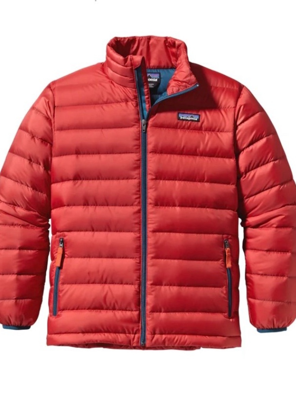 Patagonia Kid's Boy's Down Sweater Puffer Jacket Full Zip Red XL